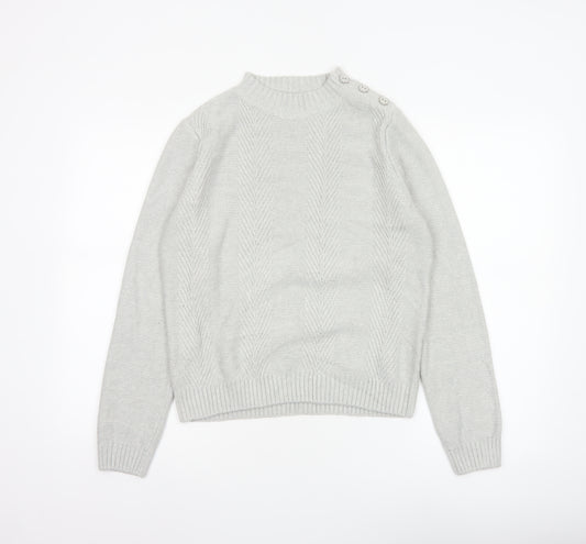 Honor Millburn Women Grey S Cable Knit Button Shoulder Pullover Jumper