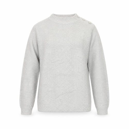 Honor Millburn Women Grey S Cable Knit Button Shoulder Pullover Jumper