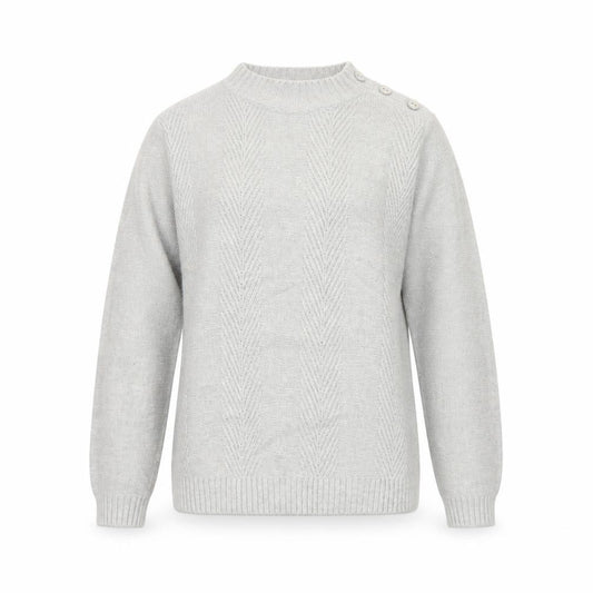 Honor Millburn Women Grey S Cable Knit Button Shoulder Pullover Jumper