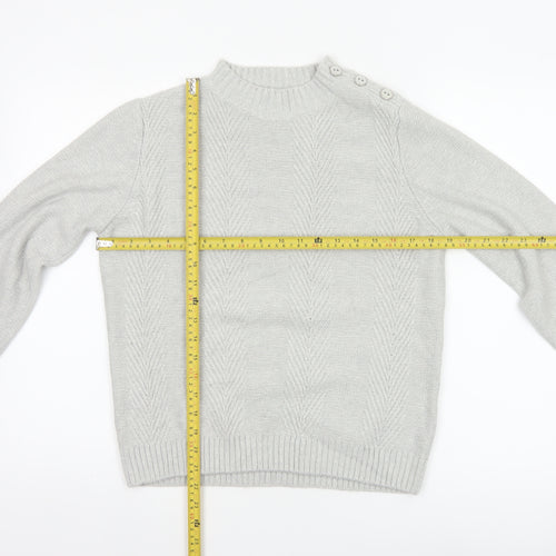 Honor Millburn Women Grey S Cable Knit Button Shoulder Pullover Jumper