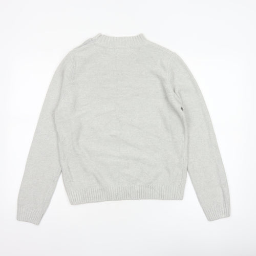 Honor Millburn Women Grey S Cable Knit Button Shoulder Pullover Jumper