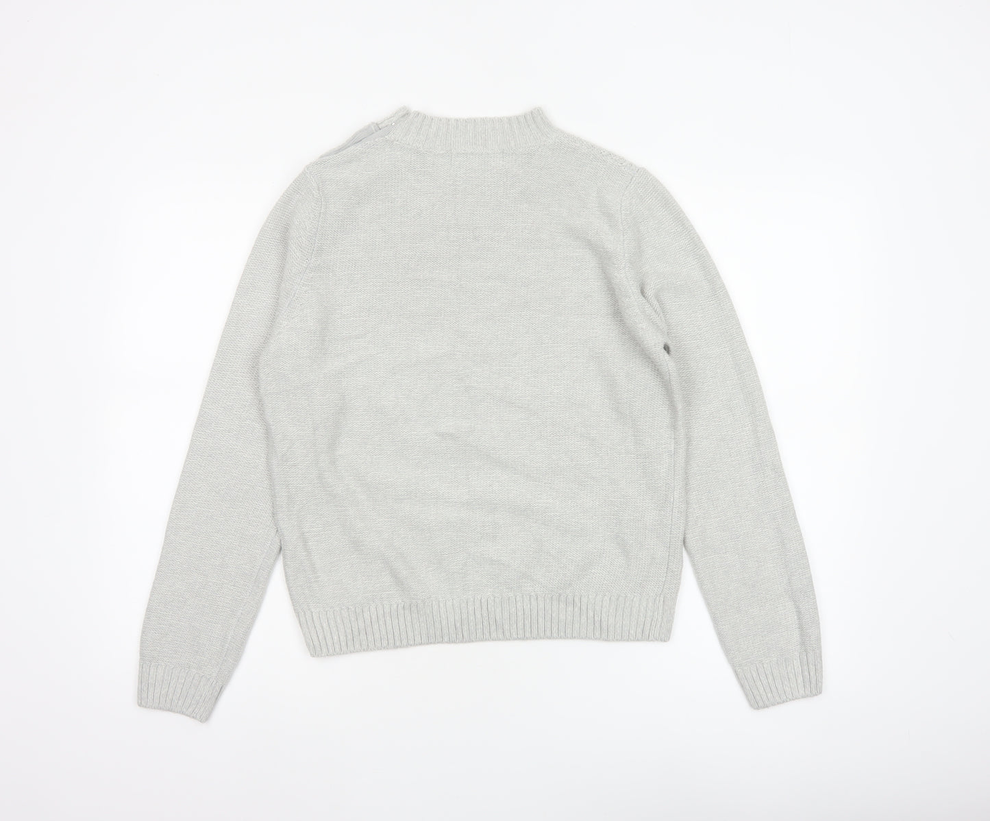 Honor Millburn Women Grey S Cable Knit Button Shoulder Pullover Jumper