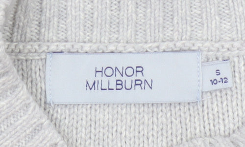 Honor Millburn Women Grey S Cable Knit Button Shoulder Pullover Jumper