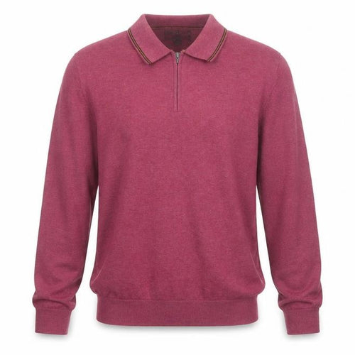Marks and Spencer Men’s Pink L Cotton Rich 1/4 Zip Collared Jumper