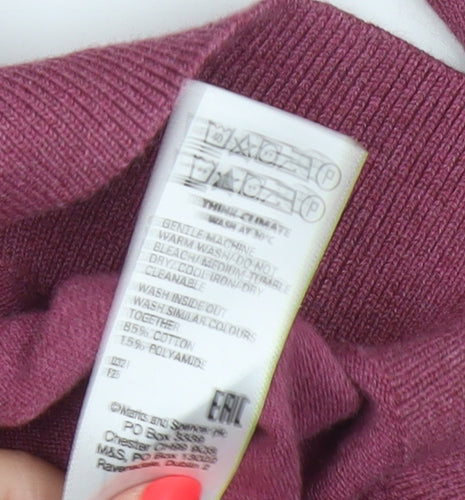 Marks and Spencer Men’s Pink L Cotton Rich 1/4 Zip Collared Jumper
