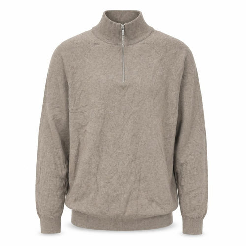 Marks and Spencer Men's Beige S Cable Knit 1/2 Zip High Neck Jumper