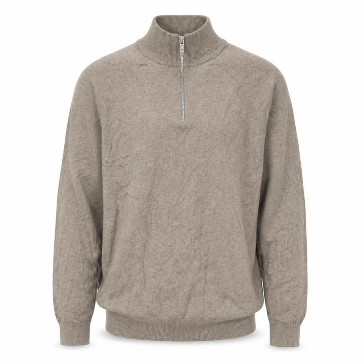 Marks and Spencer Men's Beige S Cable Knit 1/2 Zip High Neck Jumper