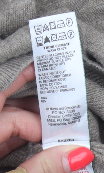 Marks and Spencer Men's Beige S Cable Knit 1/2 Zip High Neck Jumper