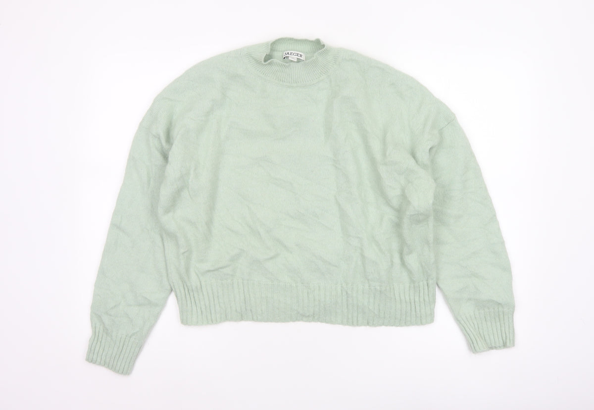 Back view of Jaeger Women’s Green M Mock Neck Raglan Knit jumper