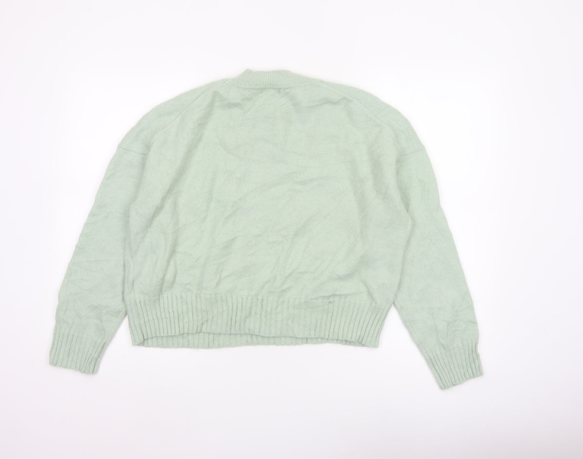 Brand and care label for Jaeger Women’s Green M Mock Neck Raglan Knit jumper
