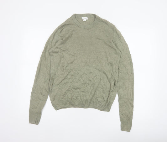 Commoners Women’s Green Linen Crew Neck Knit Pullover Jumper Size 8