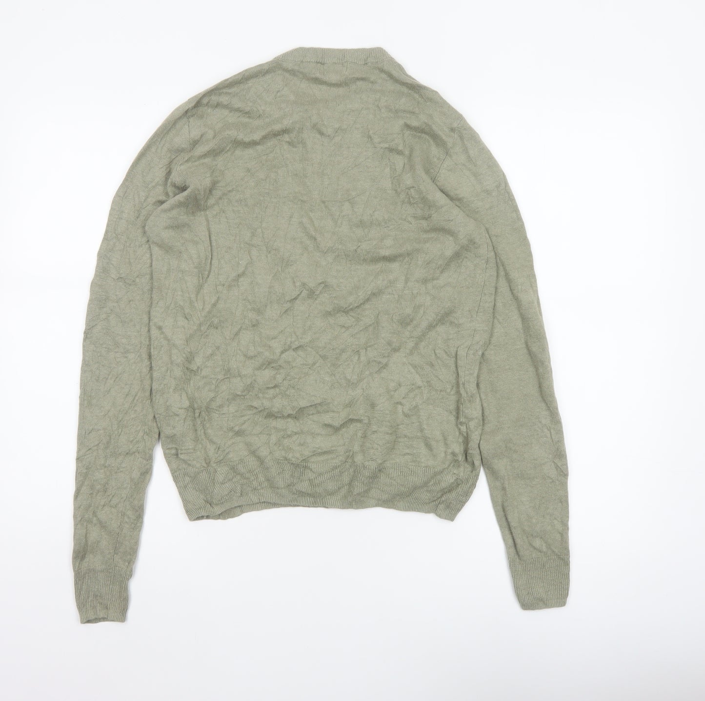 Commoners Women’s Green Linen Crew Neck Knit Pullover Jumper Size 8