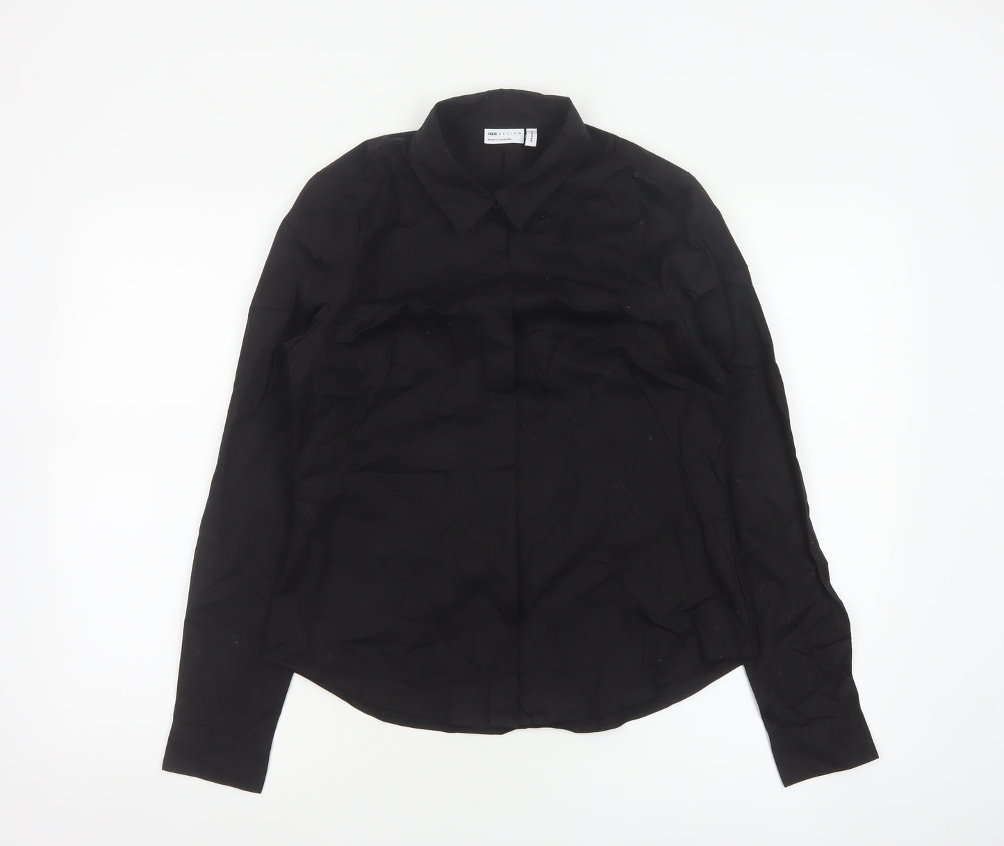 ASOS Design Women’s Black UK 10 Basic Long Sleeve Button-Up Shirt