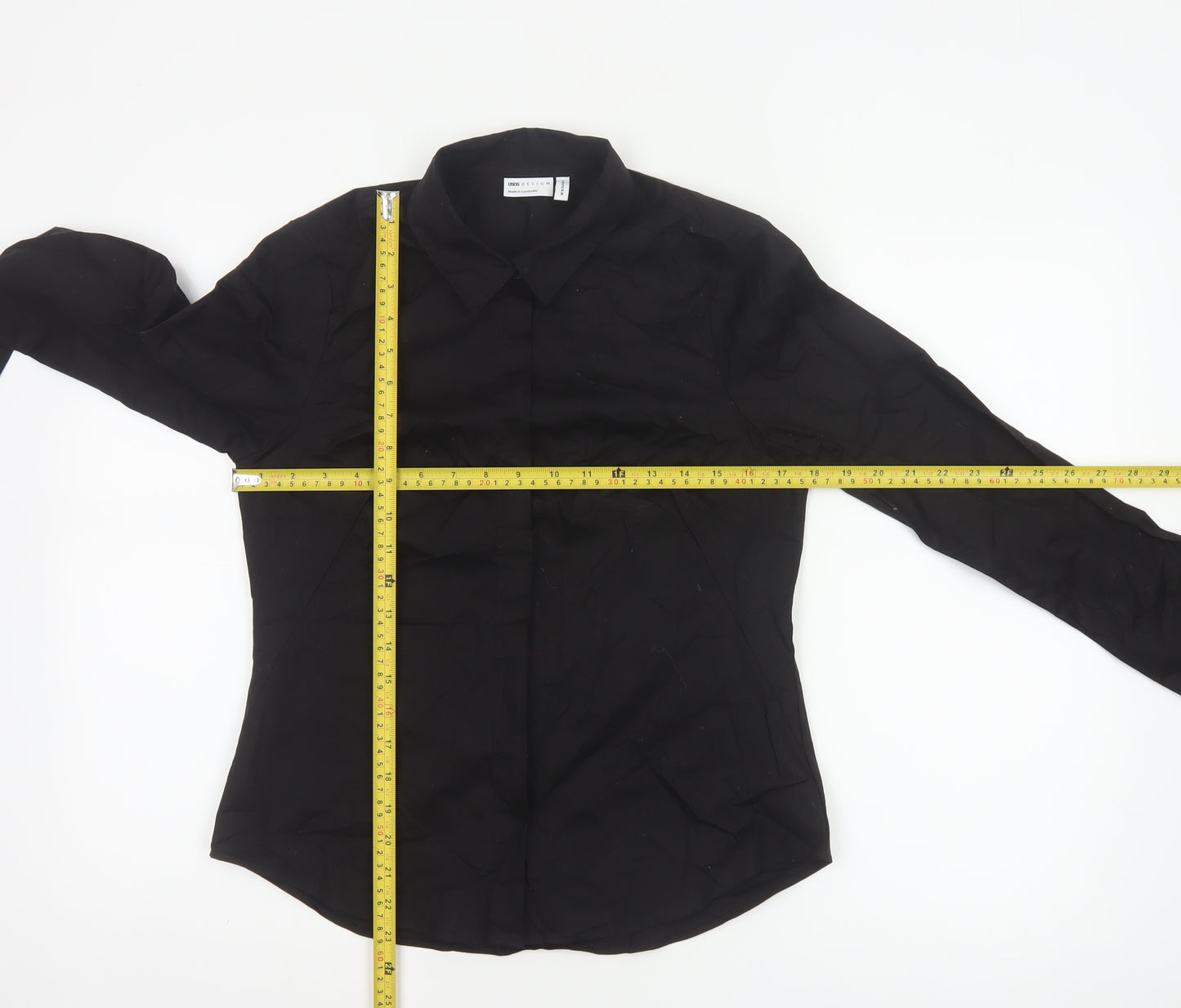 ASOS Design Women’s Black UK 10 Basic Long Sleeve Button-Up Shirt