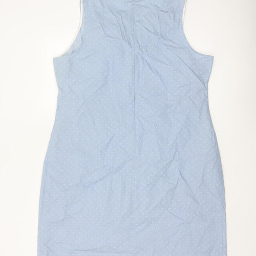 Savida Women Blue Polka Dot Ruffle Sheath Knee Dress UK 18 Cotton