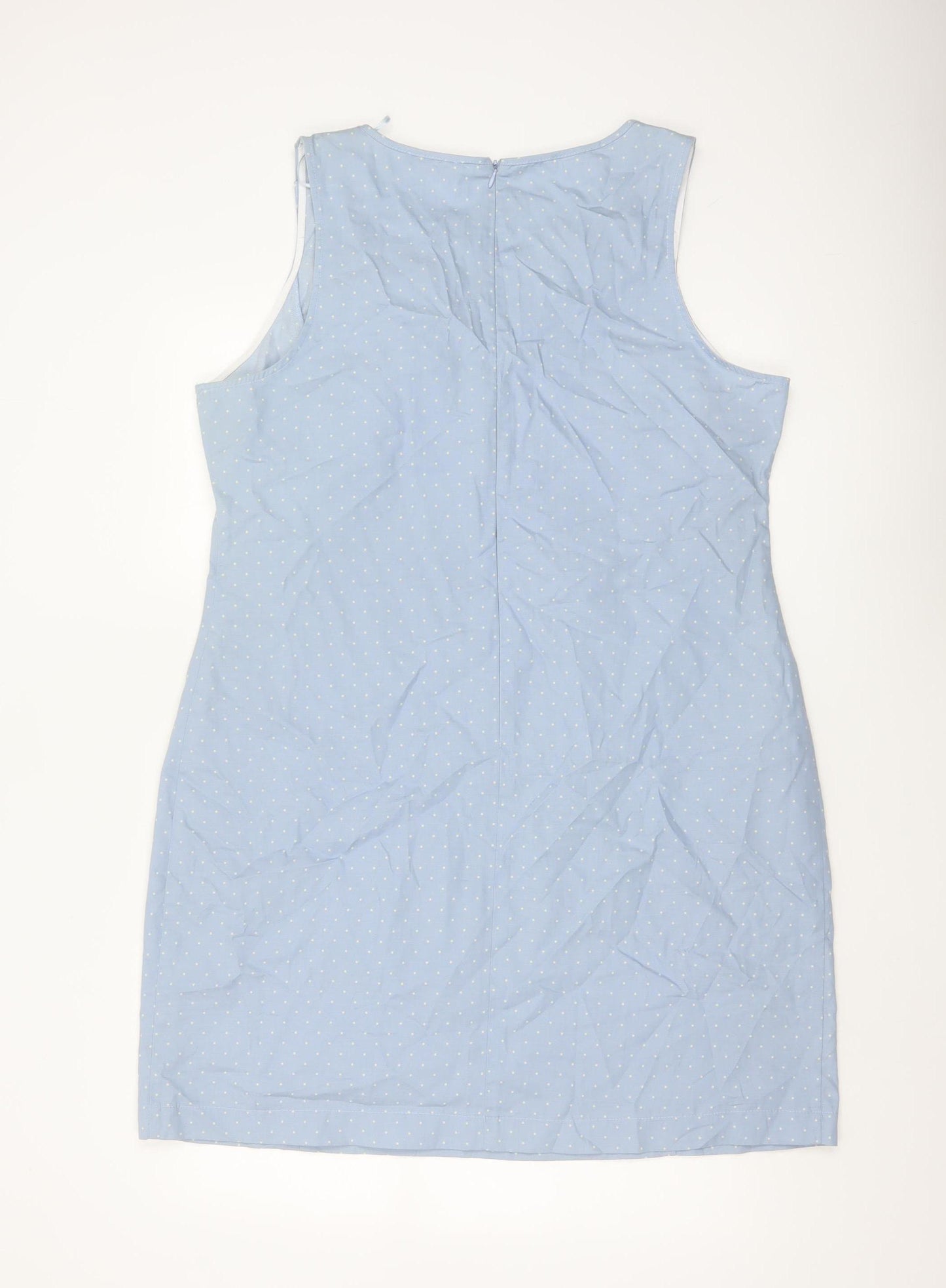 Savida Women Blue Polka Dot Ruffle Sheath Knee Dress UK 18 Cotton