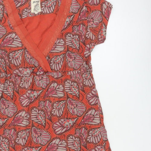 Mantary Women’s Orange Floral A-Line Knee Length Dress UK 12