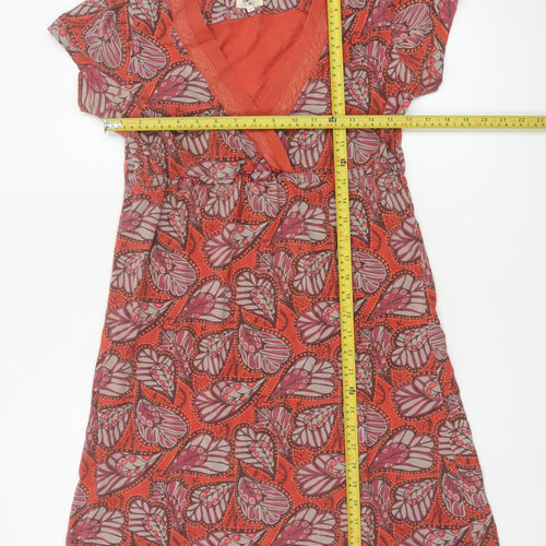 Mantary Women’s Orange Floral A-Line Knee Length Dress UK 12