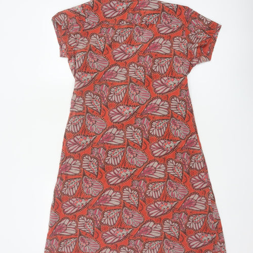 Mantary Women’s Orange Floral A-Line Knee Length Dress UK 12