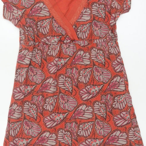 Mantary Women’s Orange Floral A-Line Knee Length Dress UK 12
