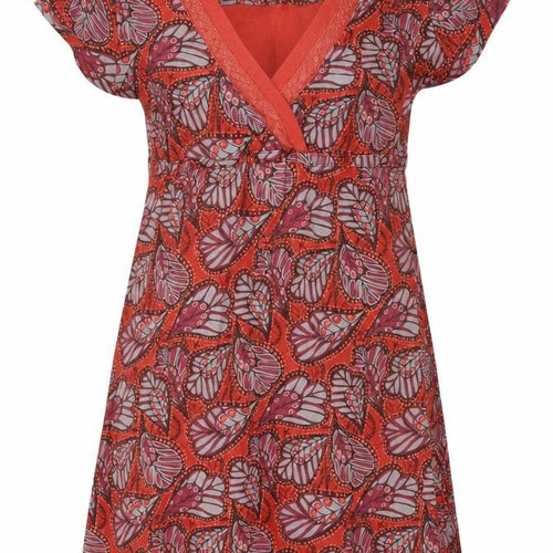 Mantary Women’s Orange Floral A-Line Knee Length Dress UK 12
