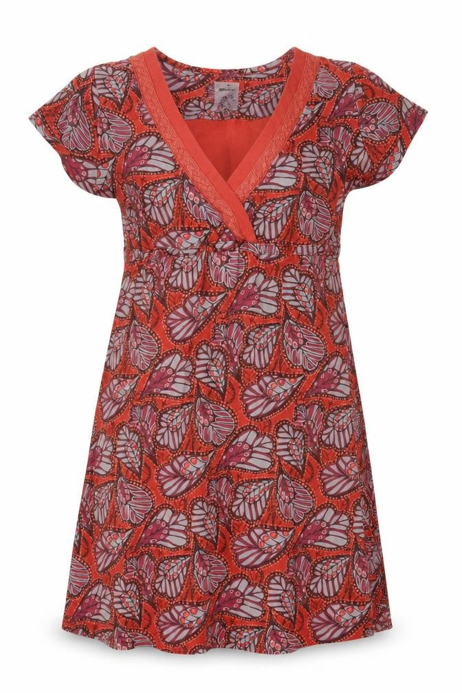 Mantary Women’s Orange Floral A-Line Knee Length Dress UK 12