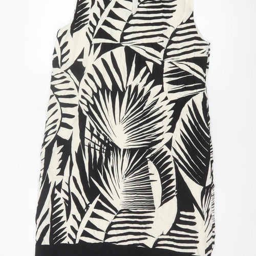 Roman Petite Women Black Ivory UK 14 Shift Knee Length Tropical Dress