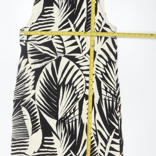 Roman Petite Women Black Ivory UK 14 Shift Knee Length Tropical Dress