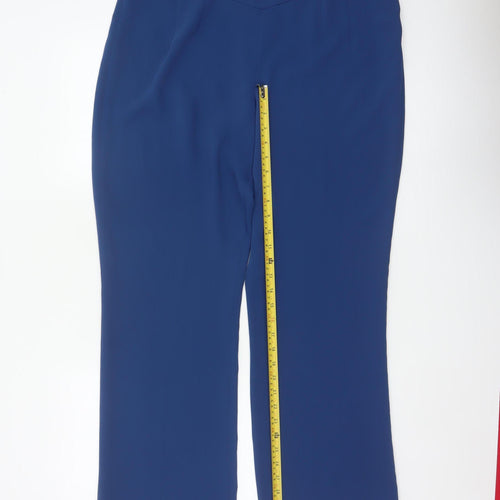 Jacques Vert Women's Blue UK 18 Wide-Leg Tailored Dress Trousers