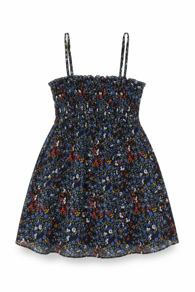 Front view of Zara Basic Women Multicoloured UK 12 Floral Smocked Camisole Tank Top