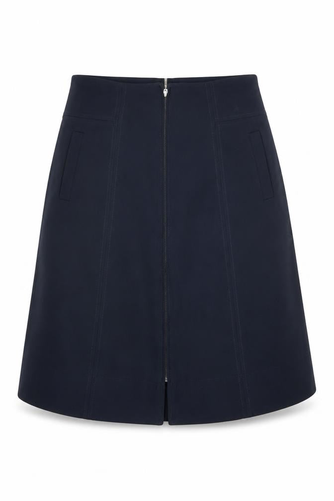 Marks & Spencer Women Navy UK 16 A-Line Midi Zip Pocket Skirt