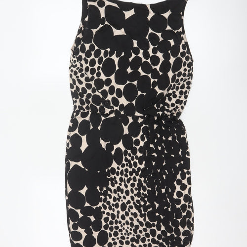 L.K. Bennett Women Black Ivory Polka Dot UK 8 Knee Length Sheath Dress
