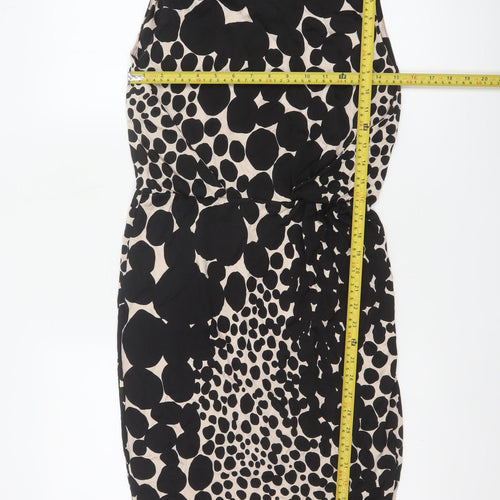 L.K. Bennett Women Black Ivory Polka Dot UK 8 Knee Length Sheath Dress