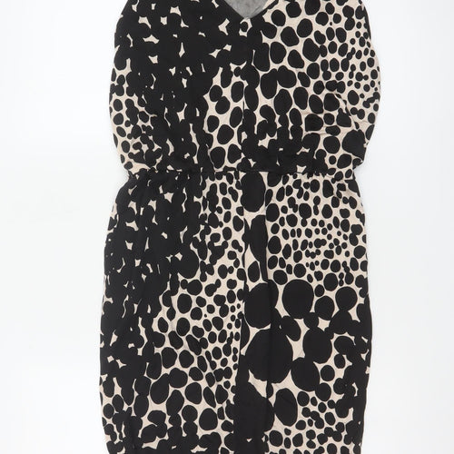 L.K. Bennett Women Black Ivory Polka Dot UK 8 Knee Length Sheath Dress