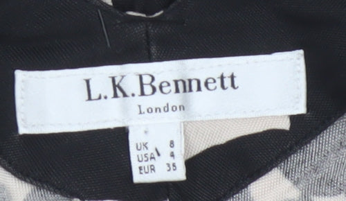 L.K. Bennett Women Black Ivory Polka Dot UK 8 Knee Length Sheath Dress