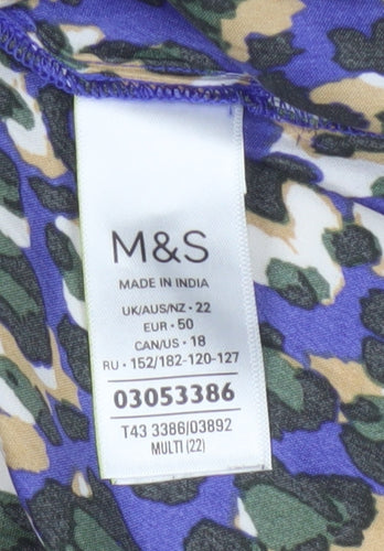 Marks and Spencer Women Multicoloured Leopard Print Blouse UK 22