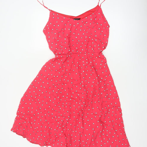 New Look Women’s Red Heart Print Long Fit & Flare Dress UK 14