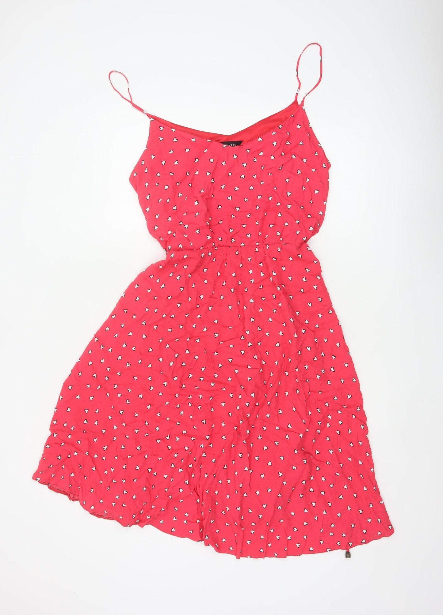 New Look Women’s Red Heart Print Long Fit & Flare Dress UK 14