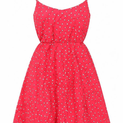 New Look Women’s Red Heart Print Long Fit & Flare Dress UK 14