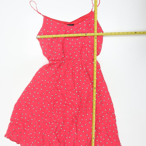 New Look Women’s Red Heart Print Long Fit & Flare Dress UK 14