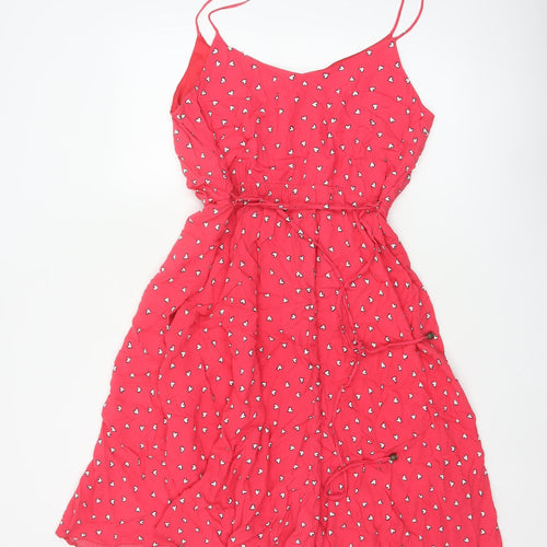 New Look Women’s Red Heart Print Long Fit & Flare Dress UK 14