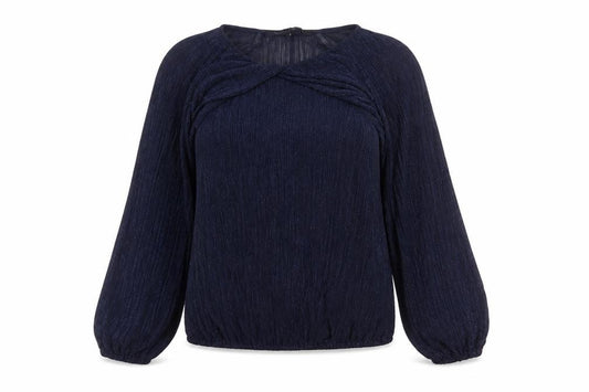 River Island Women Blue Glitter Sheer Balloon Sleeve Blouse UK 6