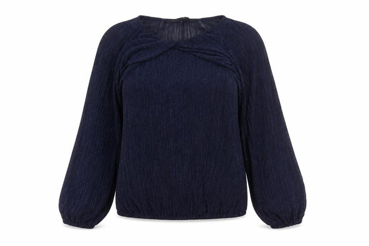 River Island Women Blue Glitter Sheer Balloon Sleeve Blouse UK 6