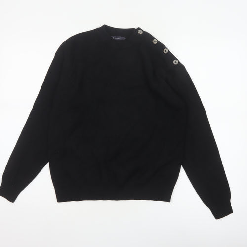 Marks & Spencer Women Black Size S Button Shoulder Knit Jumper