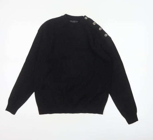 Marks & Spencer Women Black Size S Button Shoulder Knit Jumper