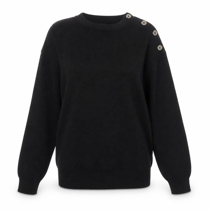 Marks & Spencer Women Black Size S Button Shoulder Knit Jumper