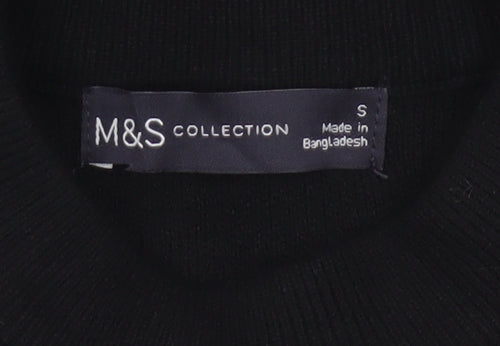 Marks & Spencer Women Black Size S Button Shoulder Knit Jumper