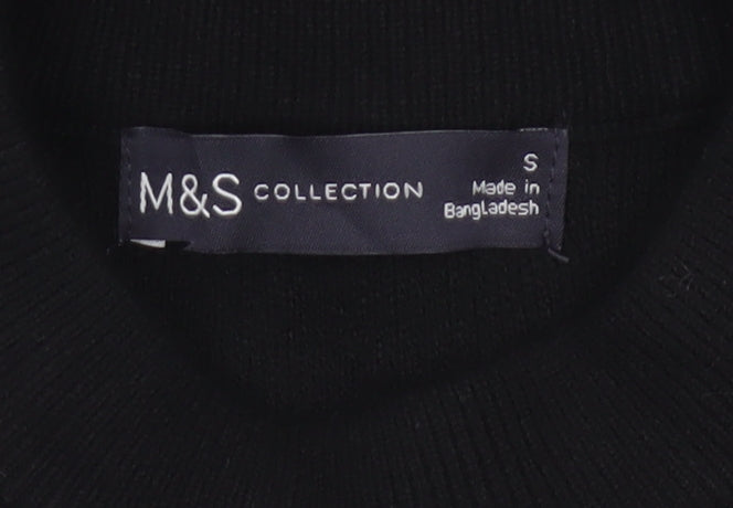 Marks & Spencer Women Black Size S Button Shoulder Knit Jumper