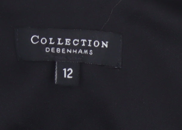 Collection Debenhams Women Black Floral A-Line Dress UK 12 Chiffon