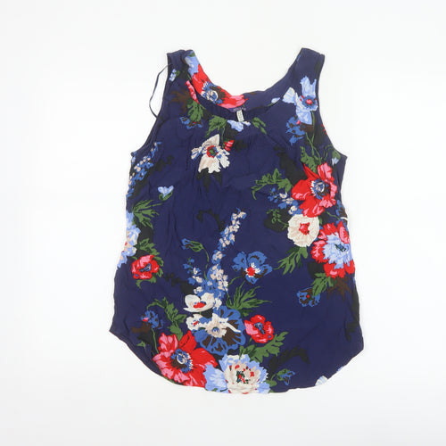 Joules Women Blue Floral Viscose UK 12 Camisole Tank Top